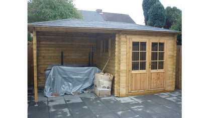 Tuinhuis met overkapping Interflex 2525Z – luxe tuinruimte voor opslag én ontspanning