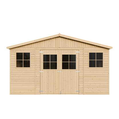 Ruim houten tuinhuis 16 m² met zadeldak – Timbela M330