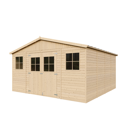 Ruim houten tuinhuis 16 m² met zadeldak – Timbela M330