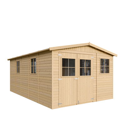 Ruim houten tuinhuis 15 m² met zadeldak – Timbela M337